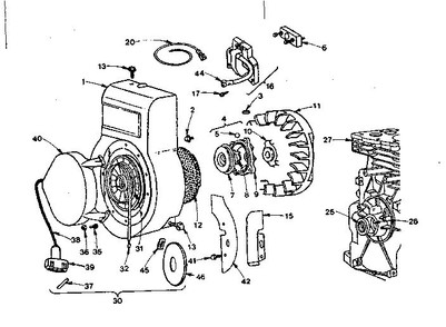 Starter Diagram and Parts List for 130200-130299 3130-01-3130-01 Briggs and Stratton Engine